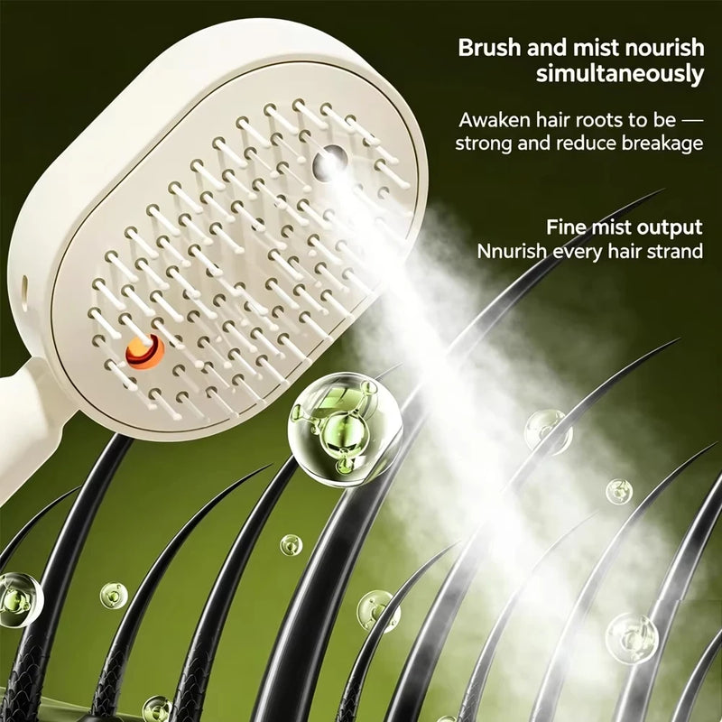 Brosse Cheveux Spray Anti-Statique Rechargeable