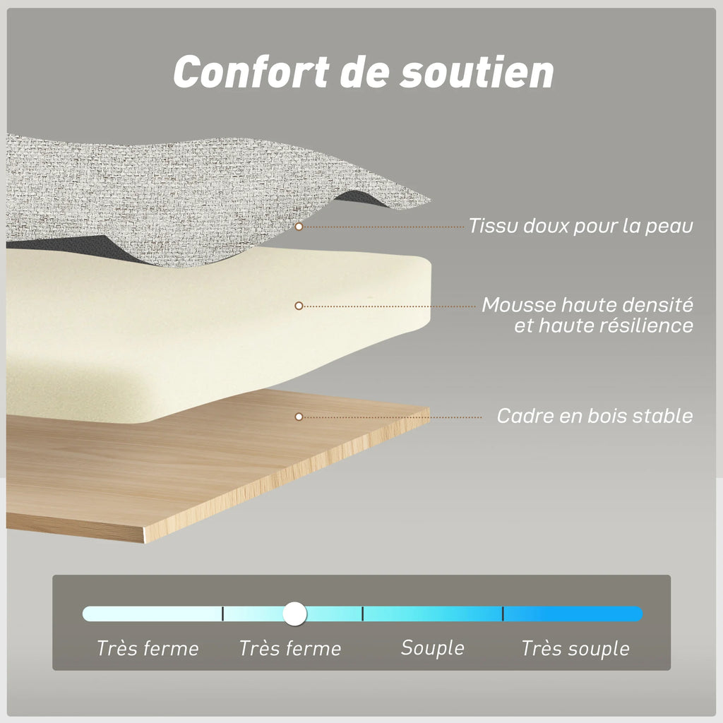 HOMCOM Canapé convertible 2 places 3 en 1, canapé-lit clic-clac 137x180cm, tissu lin, marron clair