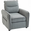 HOMCOM Fauteuil de salon en velours égyptien 80 cm, assise et dossier rembourrés, poche latérale, style contemporain, sofa pour