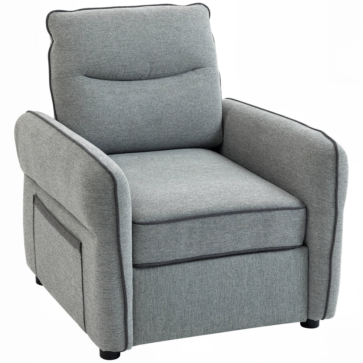 HOMCOM Fauteuil de salon en velours égyptien 80 cm, assise et dossier rembourrés, poche latérale, style contemporain, sofa pour
