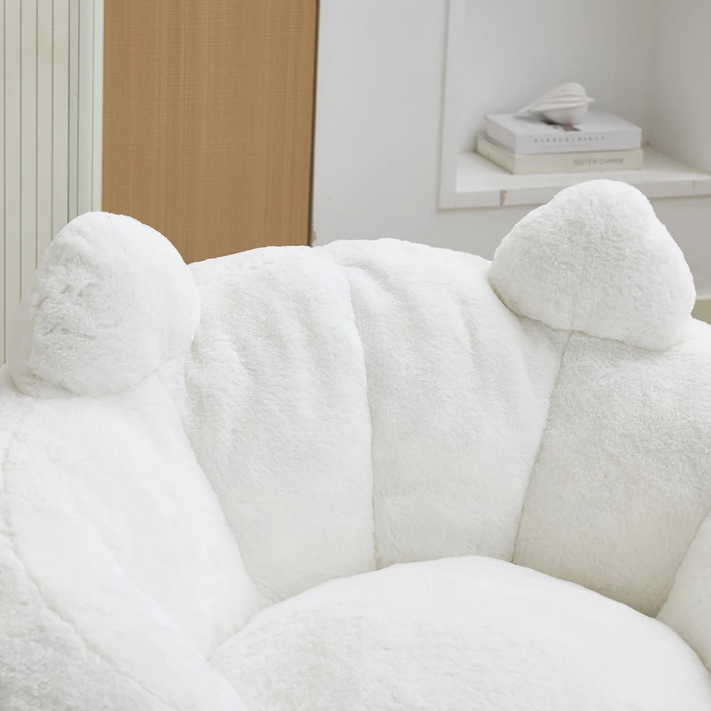 Canapé en forme de chat avec long pouf pour adultes, sans installation, adapté à divers environnements tels que le salon, la chambre à coucher, etc. Détendez-vous et profitez de la vie, blanc.