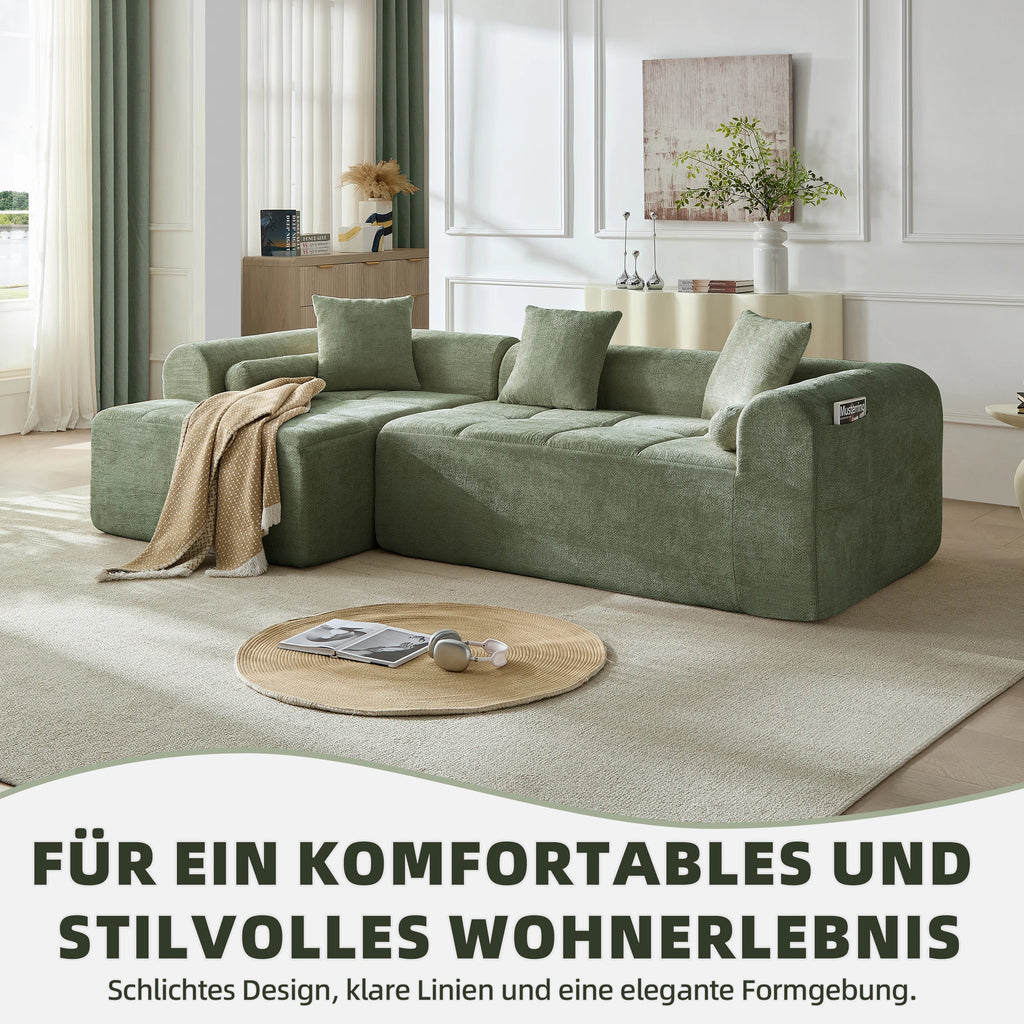 Canapé modulable en forme de L, canapé nuage en tissu chenille, canapé paresseux, combinaison libre, canapé bloc sans assemblage, siège profond, canapé de sol avec poche latérale pour salon et appartement.