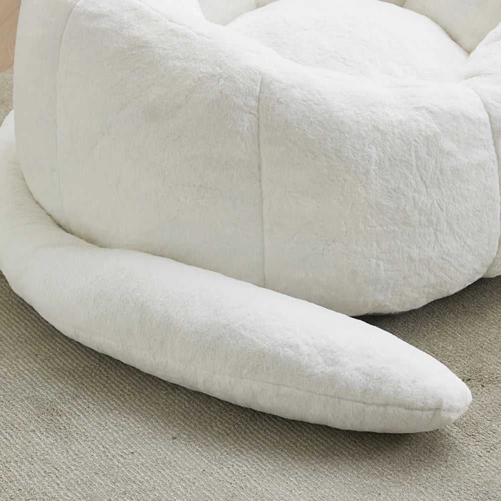 Canapé en forme de chat avec long pouf pour adultes, sans installation, adapté à divers environnements tels que le salon, la chambre à coucher, etc. Détendez-vous et profitez de la vie, blanc.