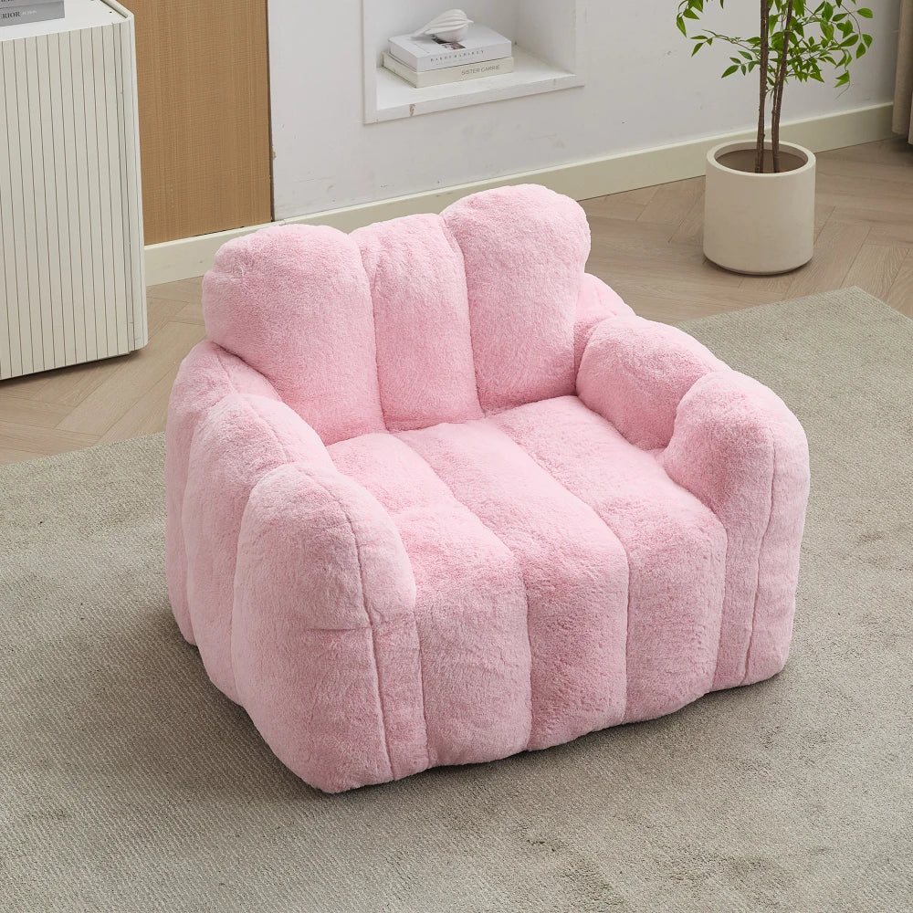 Canapé en forme de chat avec long pouf pour adultes, sans installation, adapté à divers environnements tels que le salon, la chambre à coucher, etc. Détendez-vous et profitez de la vie, blanc.