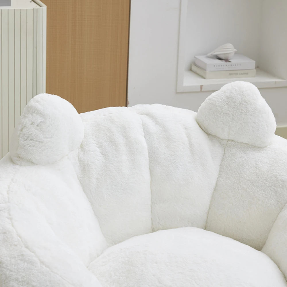 Canapé en forme de chat avec long pouf pour adultes, sans installation, adapté à divers environnements tels que le salon, la chambre à coucher, etc. Détendez-vous et profitez de la vie, blanc.